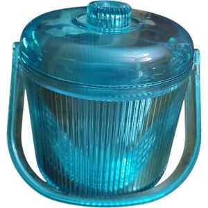 Vintage Vibrant Blue Lucite Acrylic Ice Bucket Barware